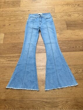 Just black denim boho retro high rise super flare jeans size 25